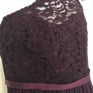 Plum Lace Bodice Bridesmaid Dress